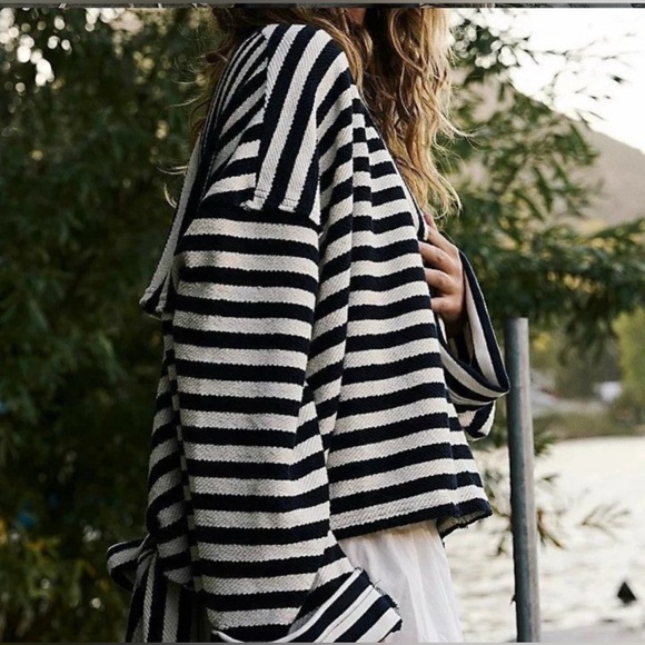 NWT Free People Alyria Printed Pullover In Nautical Strip Combo, Size Large - Picture 4 of 10